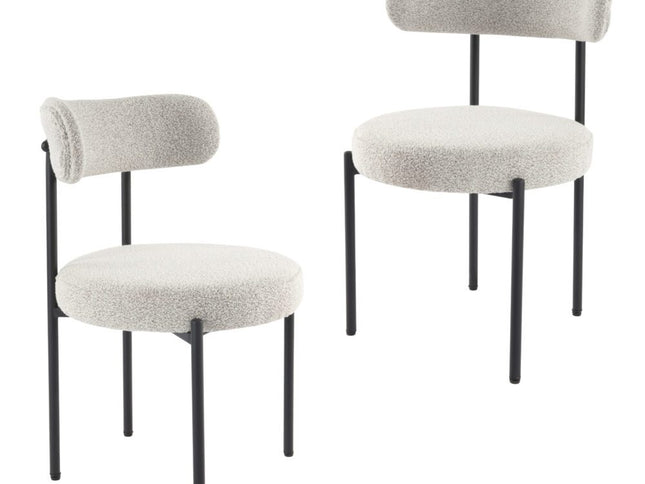 Luxe Boucle Cushioned Elsa Dining Chairs in White Quartz