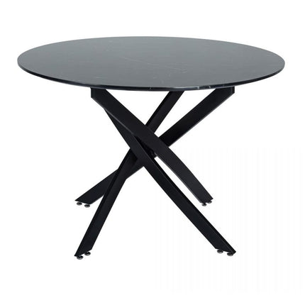 Round Marble-Effect Table-Black
