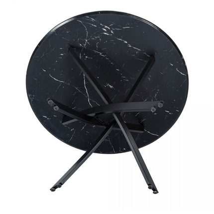 Round Marble-Effect Table-Black