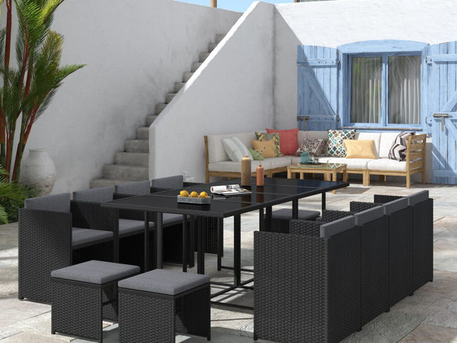 Bali 13PC Outdoor Dining Set-Black