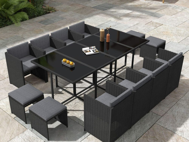 Bali 13PC Outdoor Dining Set-Black
