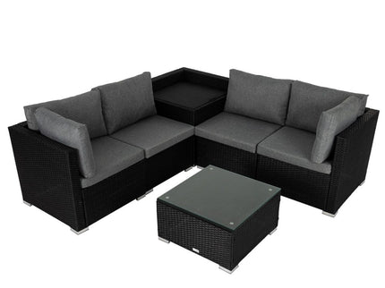 6PCS Outdoor Modular Lounge Sofa Coogee-Black
