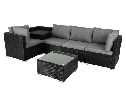 6PCS Outdoor Modular Lounge Sofa Coogee-Black