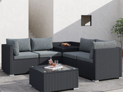 6PCS Outdoor Modular Lounge Sofa Coogee-Black