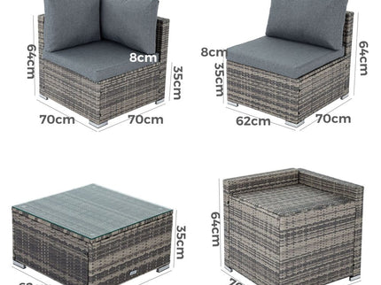 6PCS Outdoor Modular Lounge Sofa Coogee-Black
