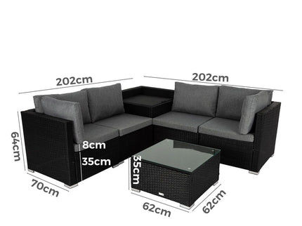 6PCS Outdoor Modular Lounge Sofa Coogee-Black
