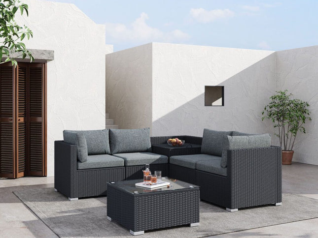 6PCS Outdoor Modular Lounge Sofa Coogee-Black