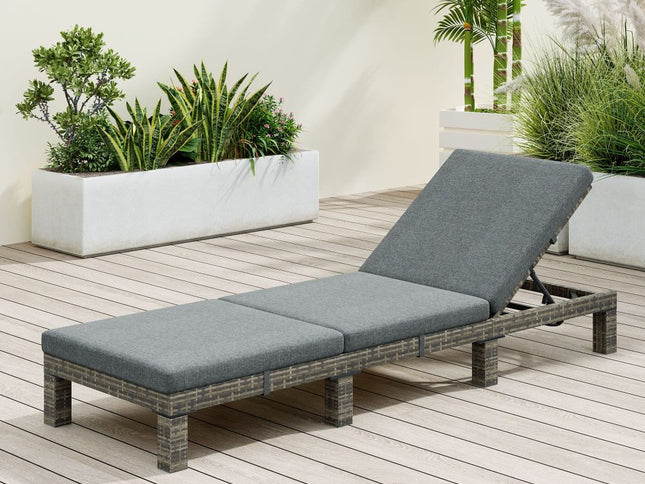 Grey Rattan Sunbed with Adjustable Recline