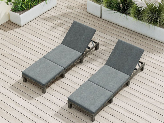 Grey Rattan Sunbed with Adjustable Recline