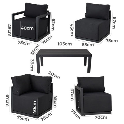 Alfresco 7-Seat Garden Lounge Set ‚Äì Charcoal Grey