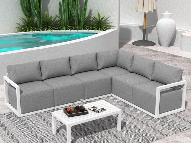 Alfresco Contemporary All-Weather Lounge Set – White