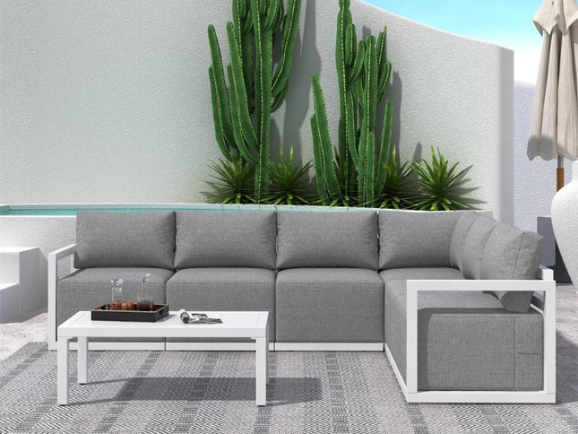 Alfresco Contemporary All-Weather Lounge Set – White