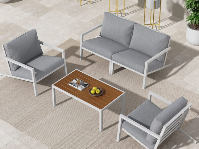 Aidan Garden Furniture Set in White — 5 pieces