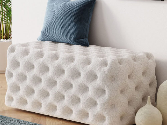 Elsa Tufted Ottoman Beach Boucle White-Rectangular