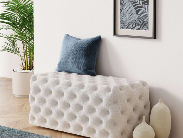 Elsa Tufted Ottoman Beach Boucle White-Rectangular