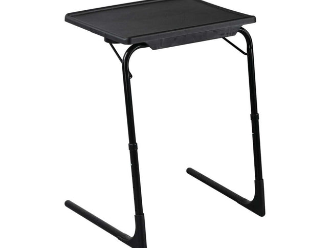 Foldable Table Adjustable Tray Laptop Desk with Removable Cup Holder-Black
