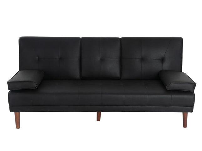 3 Seater Adjustable Sofa Bed With Cup Holder Black