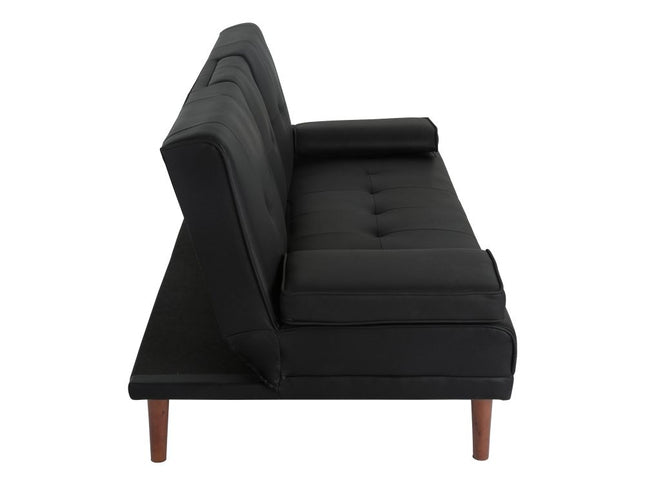 3 Seater Adjustable Sofa Bed With Cup Holder Black