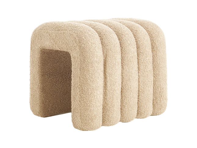 Ridge Arch Ottoman Stool Teddy Fleece Fabric Foot Rest 45cm BEIGE