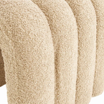 2X Ridge Arch Ottoman Stool Teddy Fleece Fabric Foot Rest 45cm BEIGE