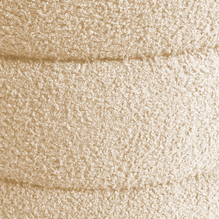 2X Round Stacked Ottoman Stool Teddy Fleece Fabric Foot Rest 38cm BEIGE