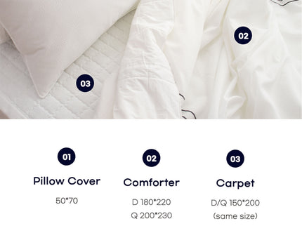 Saesom Flua Snow Comforter Set Queen Cool Quilt Bedspread WHITE
