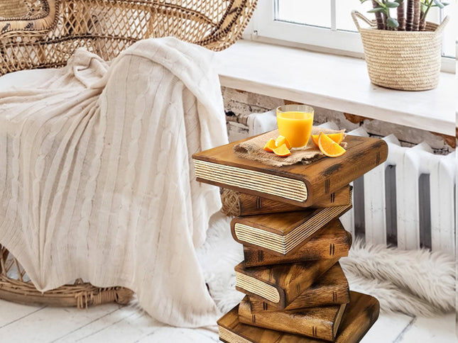 Side Table, corner Stool, Plant Stand Raintree Wood Natural Finish-Book