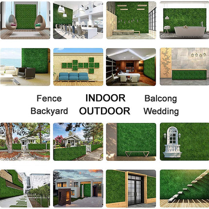 YES4HOMES 12 x Artificial Plant Wall Grass Panels Vertical Garden Tile Fence 50X50CM Green