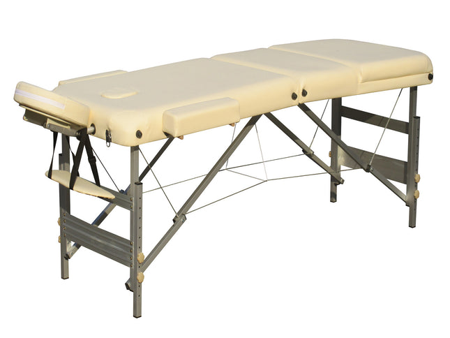 YES4HOMES 3 Fold 5 cm Thickness Foam Portable Aluminium Massage Table Massage Bed Beauty Therapy Beige