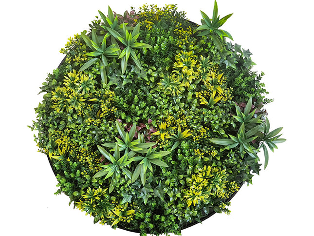 YES4HOMES Artificial Green Wall Plant Panel Disc Garden Flower Art 100cm Grassy UV Resistant-Fireworks Black Frame