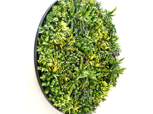 YES4HOMES Artificial Green Wall Plant Panel Disc Garden Flower Art 100cm Grassy UV Resistant-Fireworks Black Frame