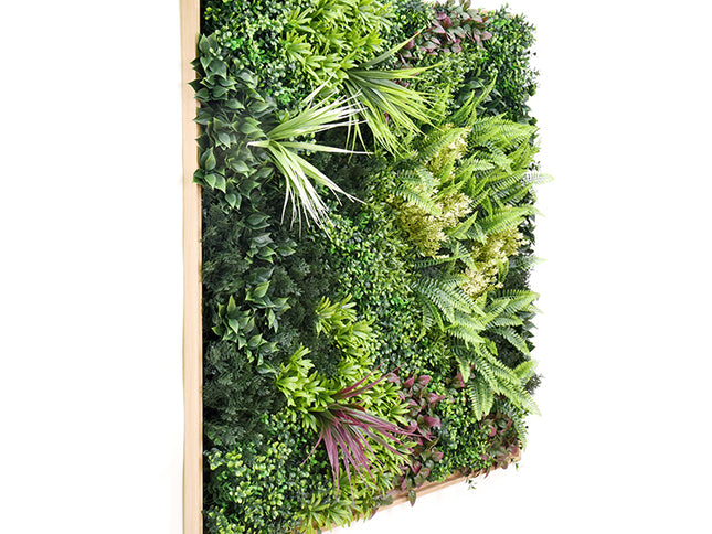 YES4HOMES 3D 1Mx1M Green Artificial Plants Wall Panel Flower Wall With Frame Vertical Garden UV Resistant Frame