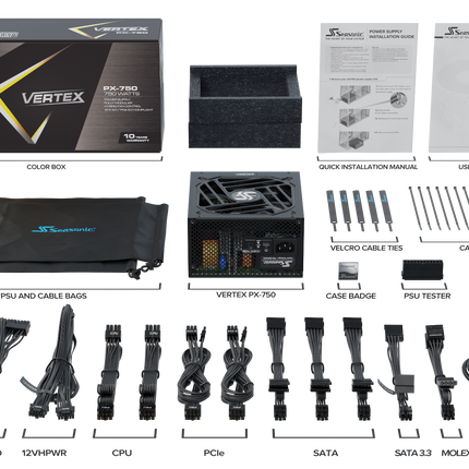 Seasonic VERTEX 750W (PX-750) Platinum Fully Modular PSU ATX 3.0
