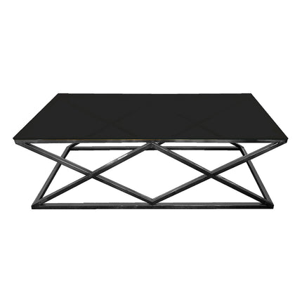 Alsea Coffee Table Black Base - Black Glass