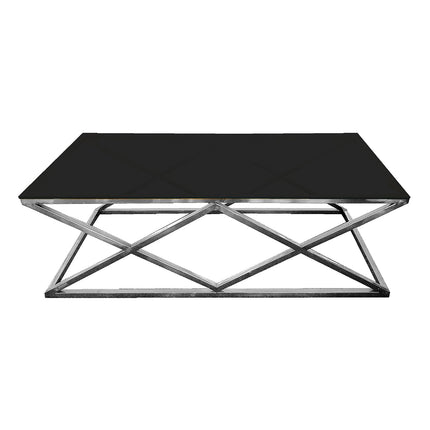 Alsea Coffee Table Silver Base - Black Glass