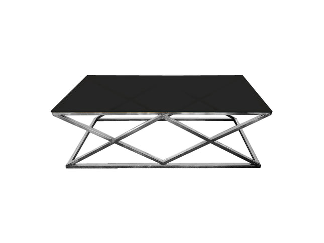 Alsea Coffee Table Silver Base - Black Glass