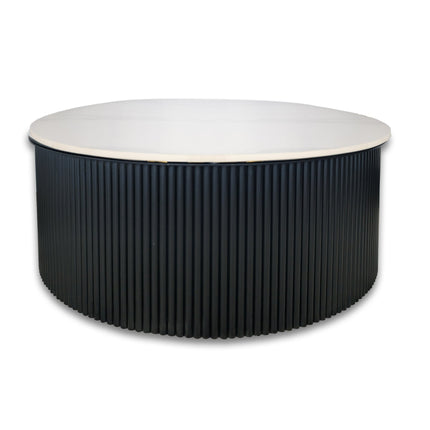 Ripple Black Coffee Table - White Marble