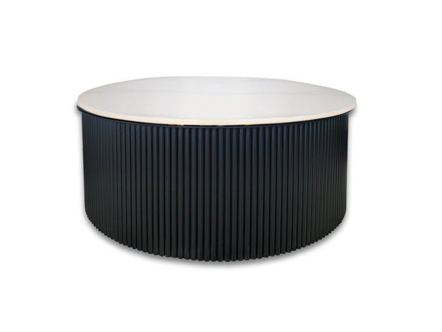 Ripple Black Coffee Table - White Marble