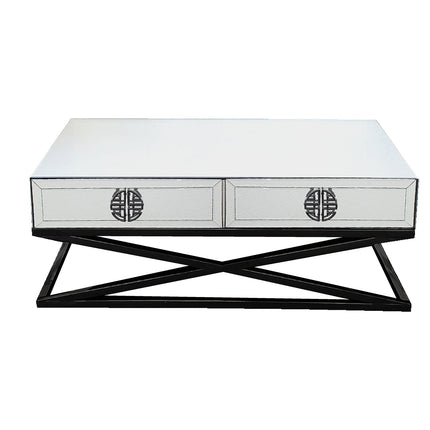 Athens Mirrored Coffee Table- Black Legs