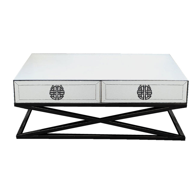 Athens Mirrored Coffee Table- Black Legs