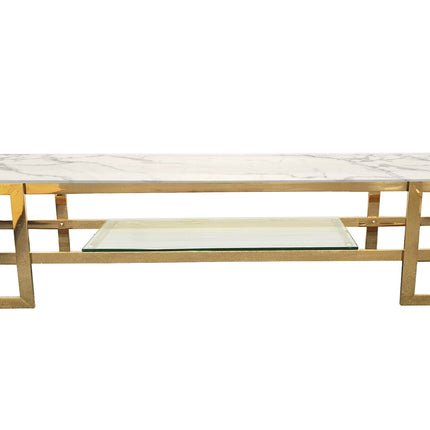 Alexa  Gold TV Unit - White Marble