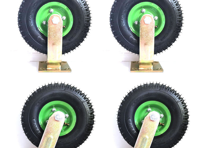 4x 10 Inch Swivel Castor Caster Pneumatic Tyres Wheels Trolley Cart Wheelbarrow