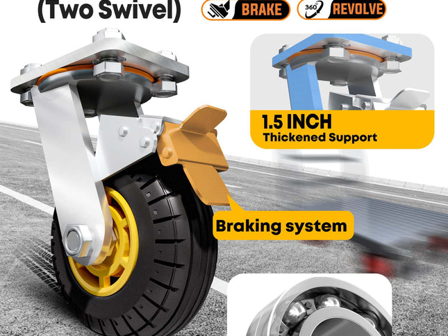 1000KG Capacity Heavy Duty Foldable Platform Truck Flatbed Push Cart Steel Dolly Trolley Cart Brake