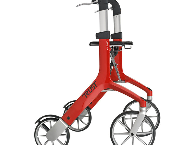 Let's Fly Mobility Rollator Wheelie Walker - Red
