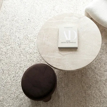 Interior Ave - Nobu Round Sculptural Stone Coffee Table - Natural Stone 100cm