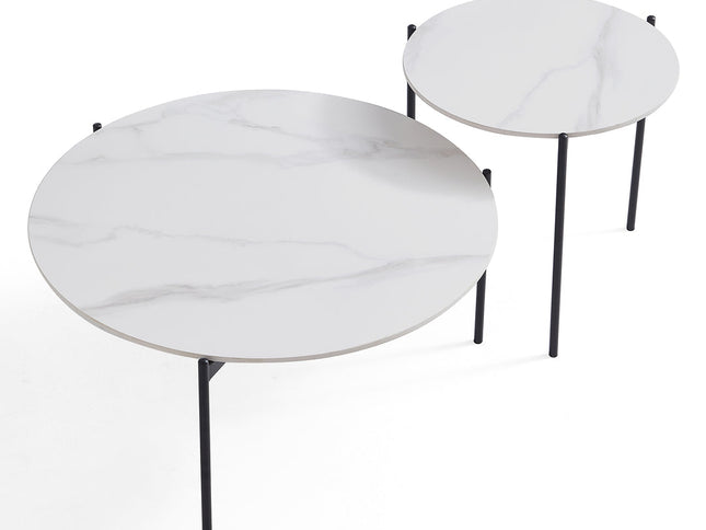 Interior Ave - Bianco Nested Coffee Table Set - White Marble Stone