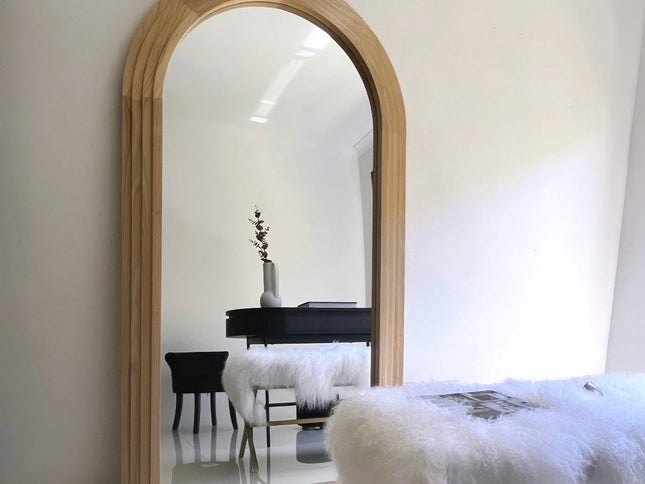 Interior Ave - Sierra Arched Step Mirror ‚Äö√Ñ√¨ Signature Sculptural Natural Wood Statement Piece