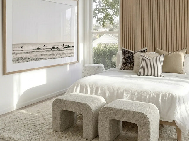 Interior Ave - Hendrix Arched Textured Ottoman - Frosted Stone