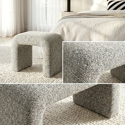 Interior Ave - Hendrix Arched Textured Ottoman - Frosted Stone