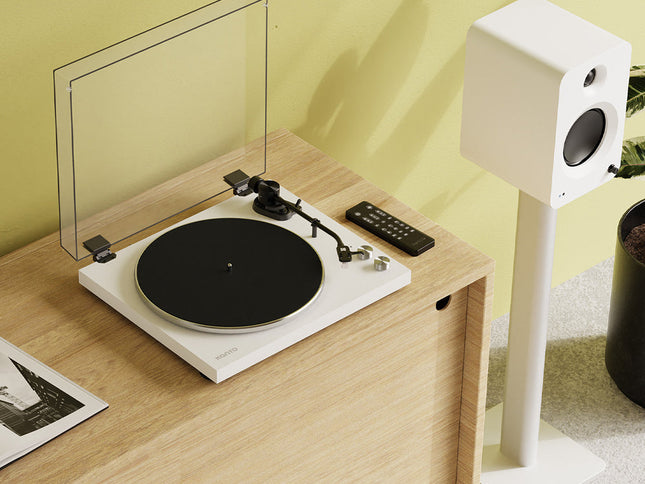 Kanto OBI3 Turntable with Bluetooth 5.3, Preamp, and Pitch Control - Matte White